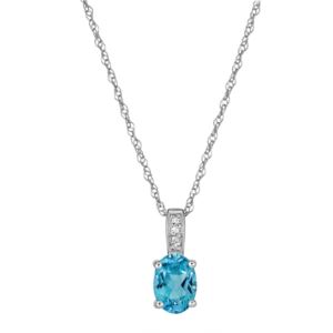 LALI+Jewels+K+White+Gold+Diamond+And+Swiss+Blue+Topaz+Pendant+With+Chain