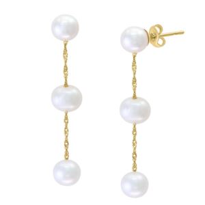LALI+Jewels+K+Yellow+Gold+White+Fresh+Water+Pearl+Earring