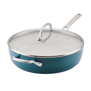 5qt+Hard+Anodized+Ceramic+Induction+Saute+Pan+w%2F+Lid+%26+Handle+Porcelain+White