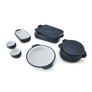 8pc+Ceramic+Stoneware+Baking+Dish+Set+Blue+Steel