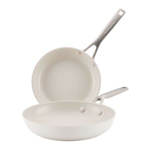 2pc+Hard+Anodized+Ceramic+Induction++Frying+Pan+Set+Porcelain+White