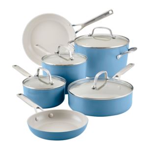 10pc+Hard+Anodized+Ceramic+Nonstick+Cookware+Set+Blue+Velvet