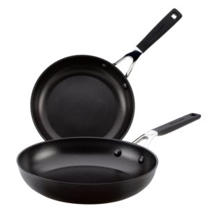 2pc+Hard+Anodized+Nonstick+Fry+Pans+Onyx+Black
