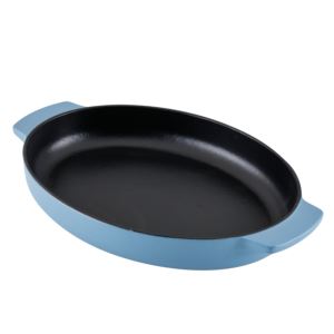 2.5qt+Enamel+Cast+Iron+Oval+Au+Grautin+Blue+Velvet