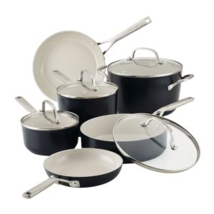 10pc+Hard+Anodized+Ceramic+Cookware+Set+Black