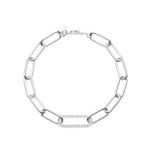 Sterling+Silver+Pave+Link+Chain+Bracelet