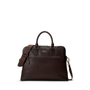 Pebbled+Leather+Commuter+Bag+Brown