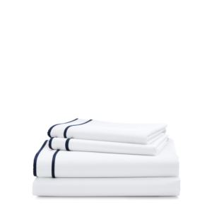 Spencer+Border+Queen+Sheets+-+White%2FNavy