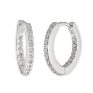 Sterling+Silver+Crystal+Huggie+Hoops