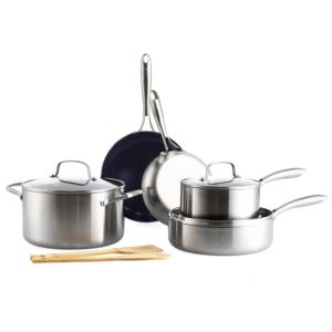 3-Ply+Stainless+Clad+Pro+10pc+Ceramic+Nonstick+Cookware+Set