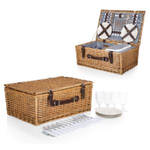 Belmont+Picnic+Basket+Navy+Blue+%26+White+Stripe