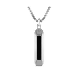 Marine+Star+SilverTone+Stainless+Steel+Black+Onyx+Pendant+Necklace
