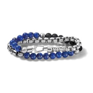 Classic+Lapis+Black+Lava+Double+Wrap+Bead+Bracelet+Medium