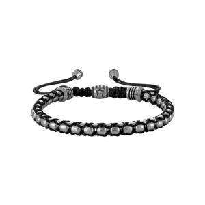 Icon+SilverTone+Black+Cord+Bolo+Bracelet