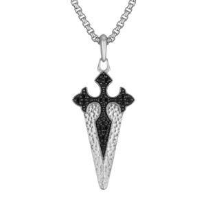 Marc+Anthony+Sterling+Silver+Black+Diamond+St+James+Cross+Necklace