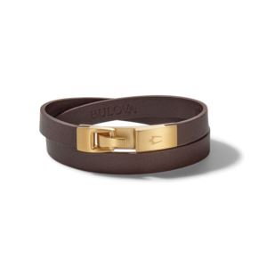 Classic+Brown+Leather+Gold+Clasp+Double+Wrap+Bracelet+Large