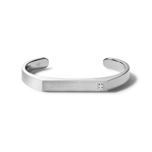 Classic+Stainless+Steel+Diamond+Open+Cuff+Bracelet+Large