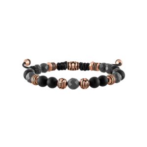 Latin+GRAMMY+Black+Onyx+Hematite+Bolo+Bracelet+w+RoseTone+Beads