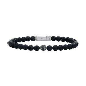 Mark+Anthony+Lions+Head+Black+Onyx+Sterling+Silver+Beaded+Bracelet