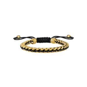 Classic+GoldTone+LinksBlack+Cord+Bolo+Bracelet