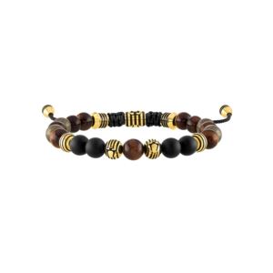 Classic+Black+Onyx+Pyrite+Bolo+Bracelet+w+GoldTone+Beads
