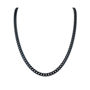 Classic+mm+Stainless+Steel+Curb+Chain+Necklace+Navy+BlueTone