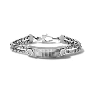 Precisionist+Stainless+Steel+Double+Chain+ID+Bracelet+w+Knurl+Texture+Medium