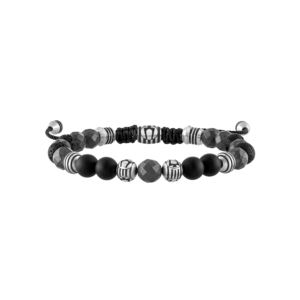 Classic+Black+Onyx+Hematite+Spheres+Bolo+Bracelet+w+Lava+Beads