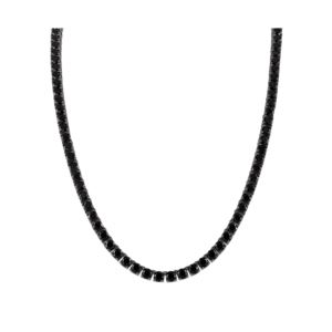 Classic+Black+Sterling+Silver+Black+Spinel+Tennis+Necklace