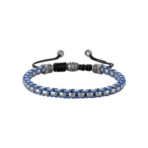Icon+SilverTone+Blue+Cord+Bolo+Bracelet