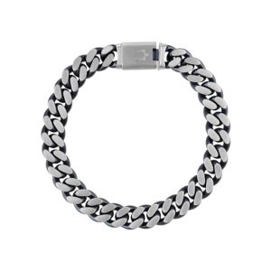 Classic+mm+Curb+SilverTone+Stainless+Steel+Blue+Bracelet