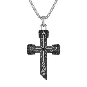 Marc+Anthony+Sterling+Silver+Black+Diamond+Icon+Cross+Necklace