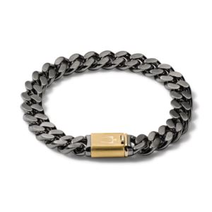 Classic+Gray+GoldTone+Stainless+Steel+Chain+Link+Bracelet+Medium