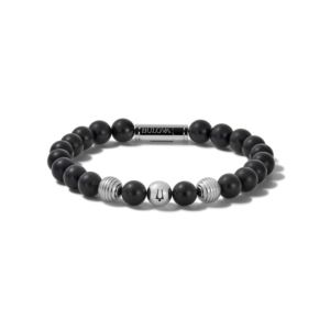 Classic+Black+Onyx+Stainless+Steel+Bead+Bracelet+Large