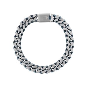 Classic+mm+Curb+SilverTone+Stainless+Steel+Blue+Bracelet