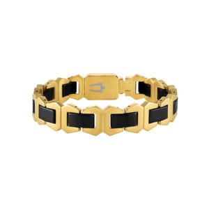 Icon+GoldTone+Stainless+Steel+Black+Ceramic+Bracelet