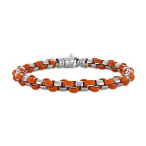 Mark+Anthony+Classic+Sterling+Silver+Orange+Leather+Bracelet