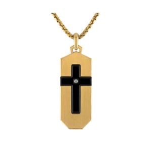 Icon+Pendant+Black+GoldTone+Stainless+Steel+Pendant+Necklace