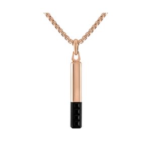 Latin+GRAMMY+Rose+GoldTone+Stainless+Steel+Black+Spinel+Amulet+Necklace
