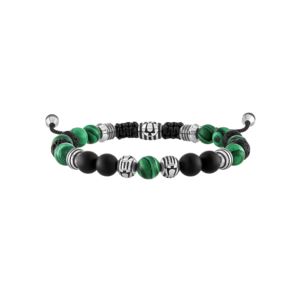 Classic+Green+Malachite+Black+Onyx+Bolo+Bracelet+w+Lava+Beads