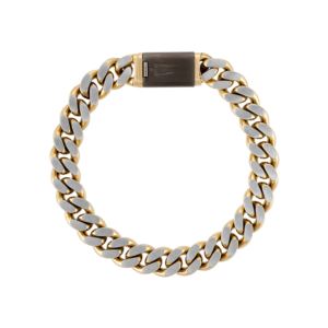Classic+TwoTone+Brushed+Polished+Stainless+Steel+Curb+Bracelet