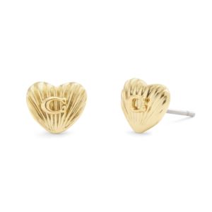 Textured+Heart+Stud+Earrings+Gold