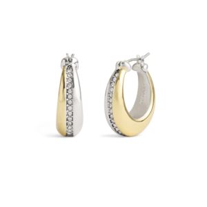 Tubular+Two-Tone+Pave+Hoop+Earrings