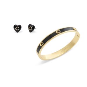Enamel+C+Bangle+and+Heart+Studs+Black