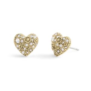 Signature+C+Pave+Heart+Stud+Earrings