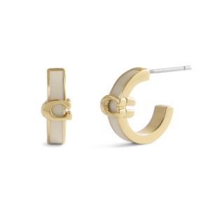 Signature+C+Enamel+Huggie+Earrings+Chalk