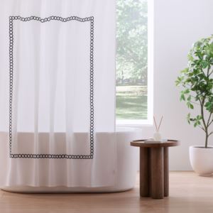 Anti-Allergen+Savoy+Cotton+Shower+Curtain+White%2FCharcoal