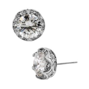 CZ+Halo+Studs+in+Silver