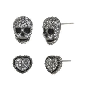 Heart+and+Skull+Earring+Set
