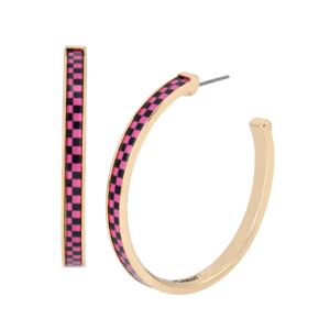 Checkered+Hoop+Earrings